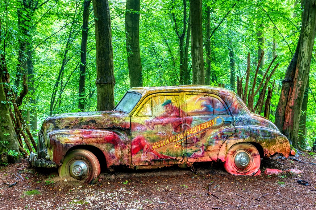 HDR Auto Skulpturen Park museum Neandertal oldtimer urbex decay abandoned derelict abandonne Michael Fröhlich froehlich Duitsland deutschland kunst art
